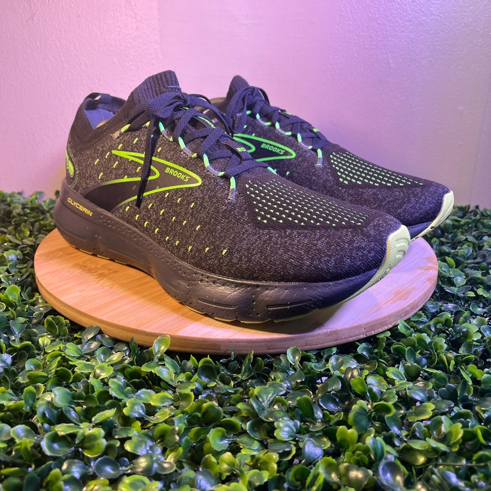 🔥 BROOKS GLYCERIN STEALTHFIT 20 BLACK NEON MENS SHOES SZ 12.5 MED(D) 1103841D092